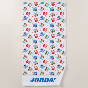 Sesame Street Tango, Elmo, & Grover Pattern Beach Towel