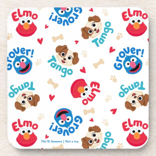 Sesame Street  Tango Elmo  Grover Pattern Beverage Coaster