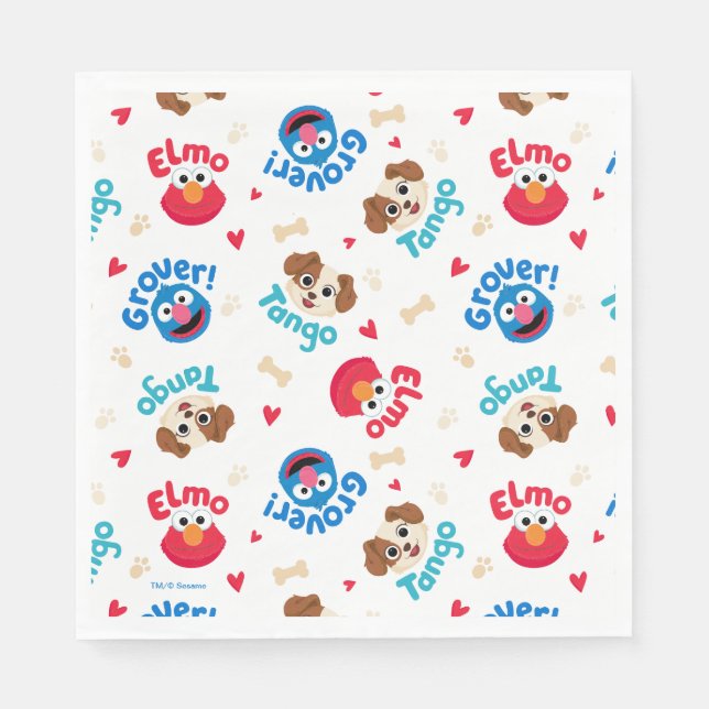 Sesame Street | Tango, Elmo, & Grover Pattern Napkins (Front)