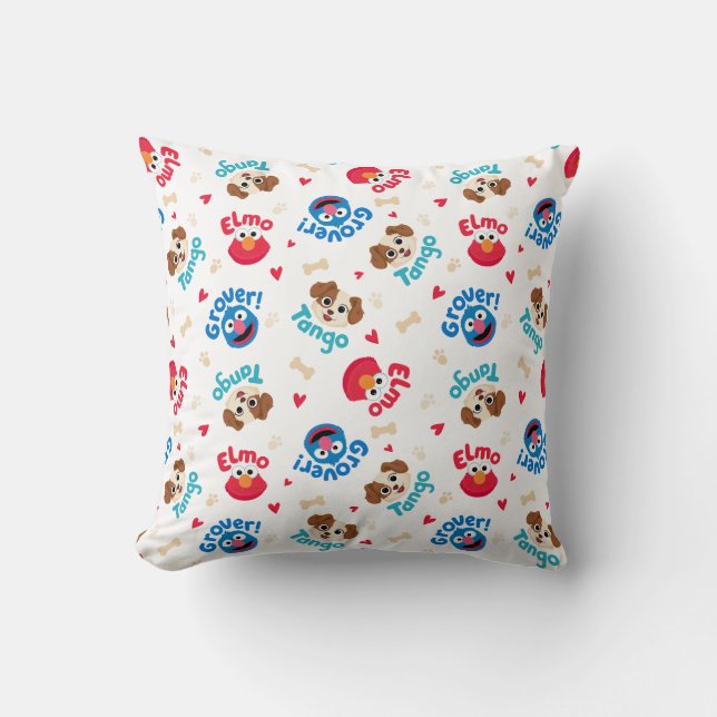Sesame Street | Tango, Elmo, & Grover Pattern Throw Pillow (Front)