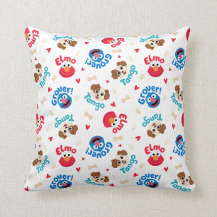 Sesame Street Tango, Elmo, & Grover Pattern Throw Pillow