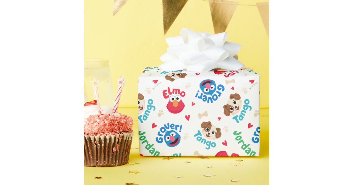 Elmo Wrapping Paper Sesame Street | Tango, Elmo, & Grover Pattern Wrapping Paper | Zazzle
