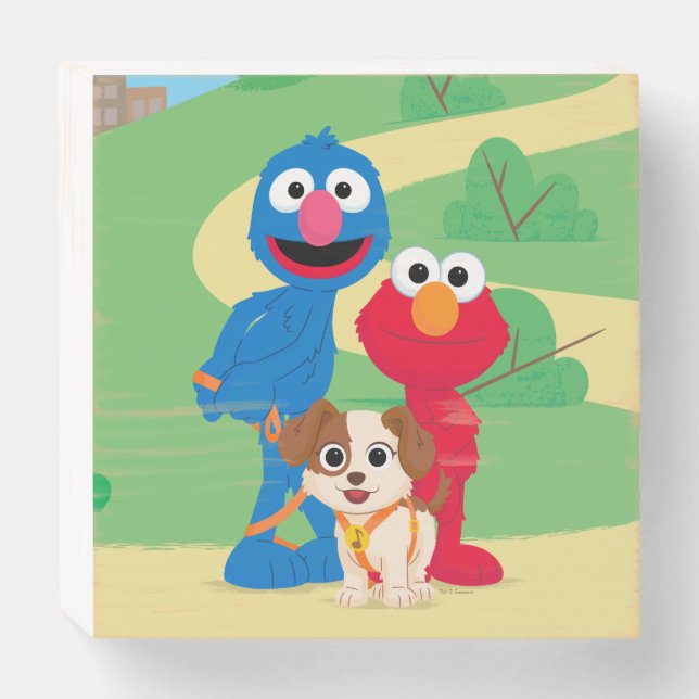 Sesame Street | Tango With Grover & Elmo Wooden Box Sign (Front Horizontal)