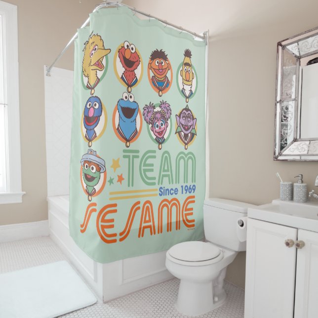 Sesame Street | Team Sesame Since 1969 Shower Curtain (In Situ)