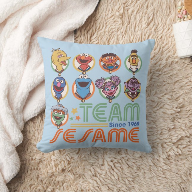 Sesame Street | Team Sesame Since 1969 Throw Pillow (Blanket)