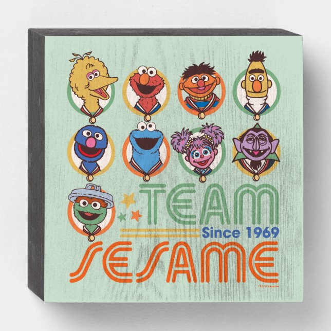 Sesame Street | Team Sesame Since 1969 Wooden Box Sign (Front Horizontal)