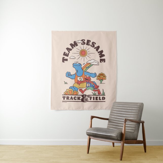 Sesame Street | Team Sesame Track & Field Tapestry (In Situ)