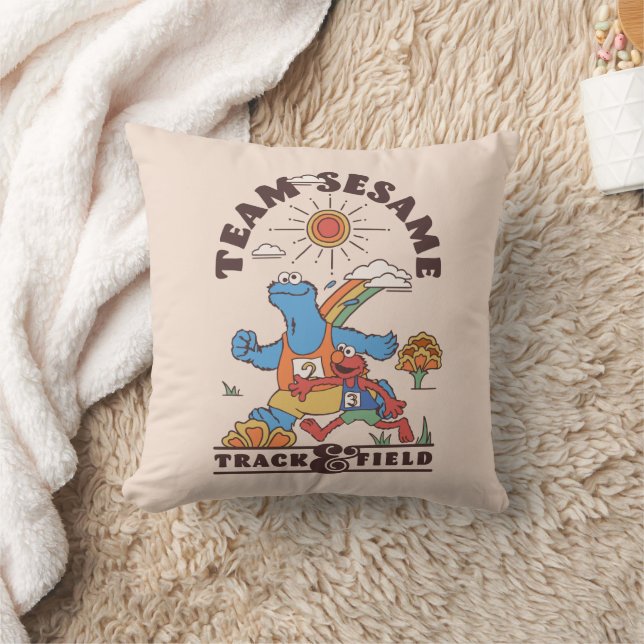 Sesame Street | Team Sesame Track & Field Throw Pillow (Blanket)