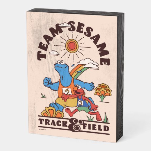 Sesame Street  Team Sesame Track  Field Wooden Box Sign