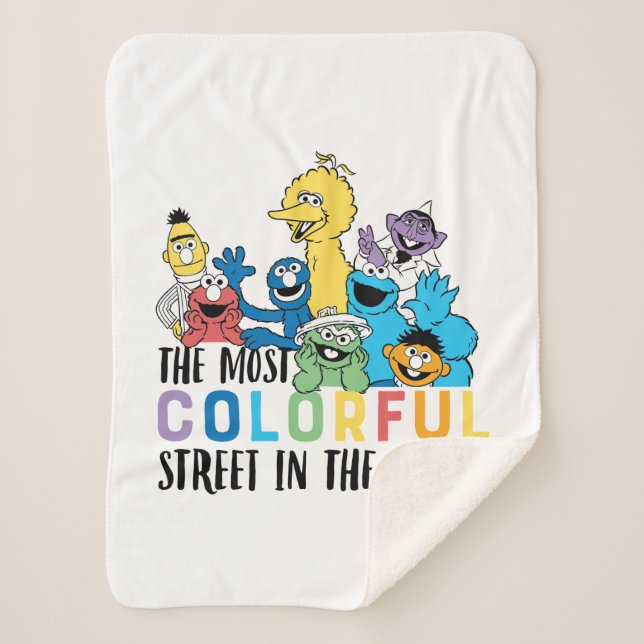 Sesame Street | The Most Colorful Street Sherpa Blanket (Front)