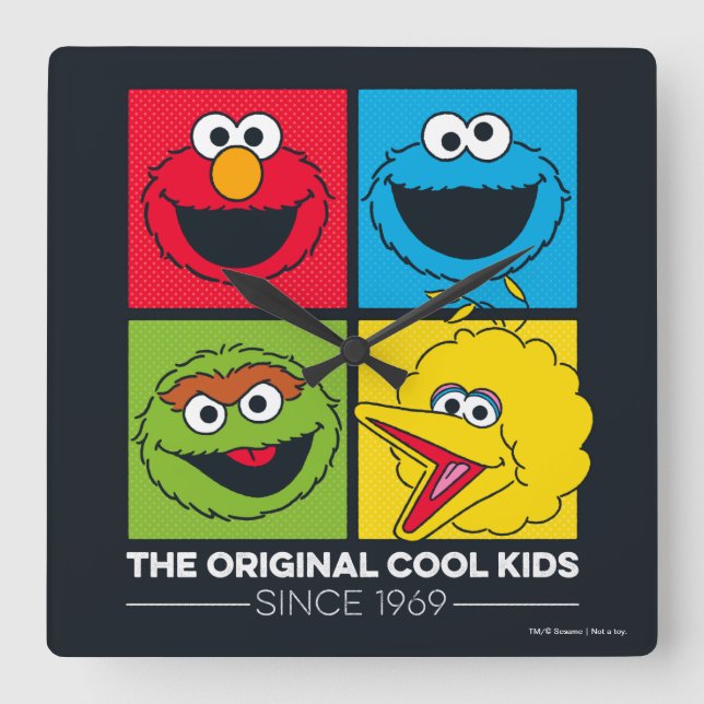 Sesame Street | The Original Cool Kids Square Wall Clock (Front)