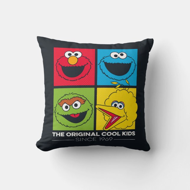 Sesame Street | The Original Cool Kids Throw Pillow (Front)