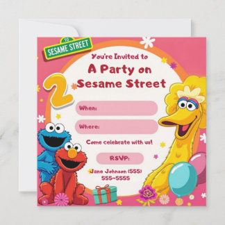 Sesame Street Theme 2nd Birthday Invitation