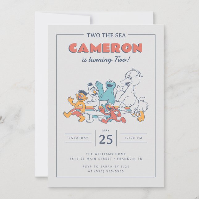 Sesame Street | Two the Sea Summer Birthday Invitation (Front)
