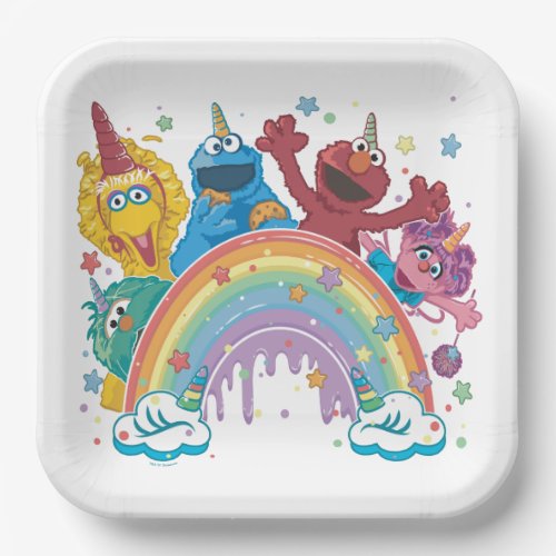 Sesame Street Unicorn Rainbow Paper Plates
