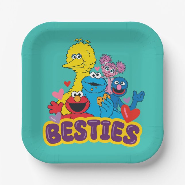 Sesame Street Valentine Besties Paper Plates (Front)