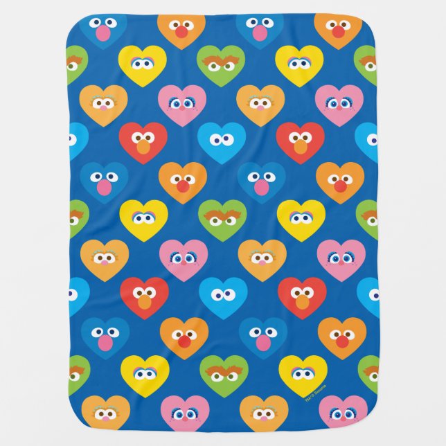 Sesame Street Valentine Hearts Pattern Baby Blanket (Front)