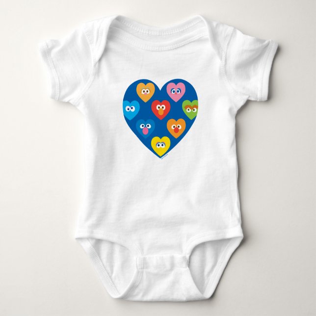Sesame Street Valentine Hearts Pattern Baby Bodysuit (Front)