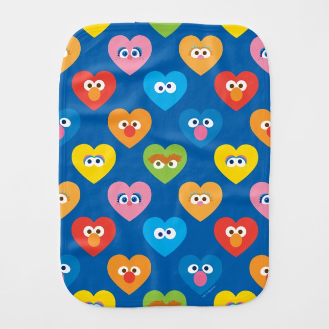 Sesame Street Valentine Hearts Pattern Baby Burp Cloth (Front)