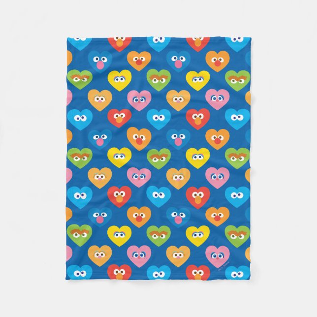 Sesame Street Valentine Hearts Pattern Fleece Blanket (Front)