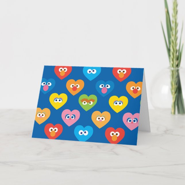 Sesame Street Valentine Hearts Pattern Holiday Card (Front)