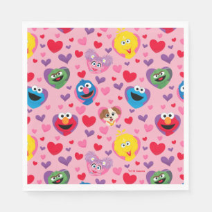 Sesame Street Valentine Hearts Pattern Napkins