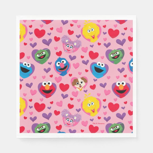 Sesame Street Valentine Hearts Pattern Napkins (Front)