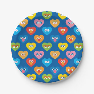 Sesame Street Valentine Hearts Pattern Paper Plates