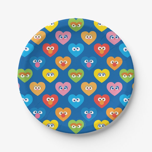 Sesame Street Valentine Hearts Pattern Paper Plates (Front)