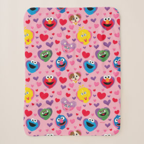 Sesame Street Valentine Hearts Pattern Sherpa Blanket
