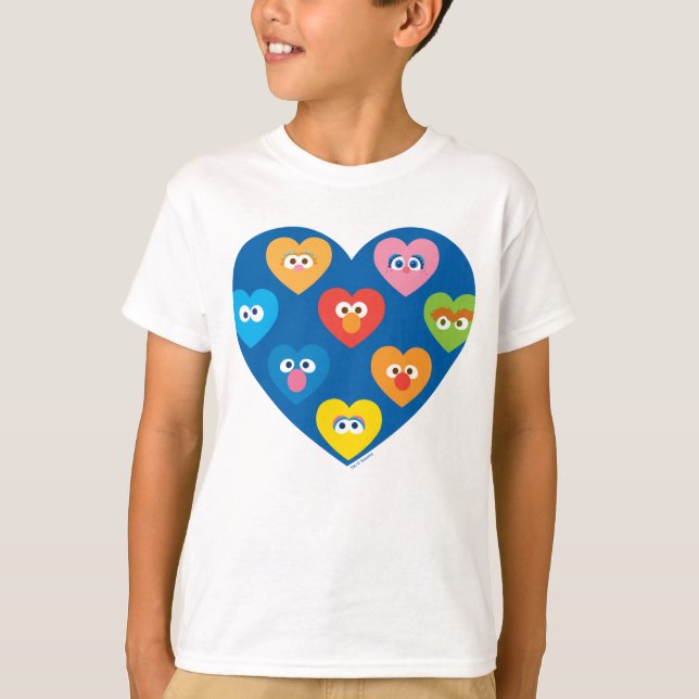Sesame Street Valentine Hearts Pattern T-Shirt (Front)