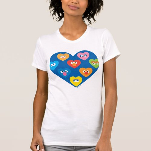 Sesame Street Valentine Hearts Pattern T_Shirt