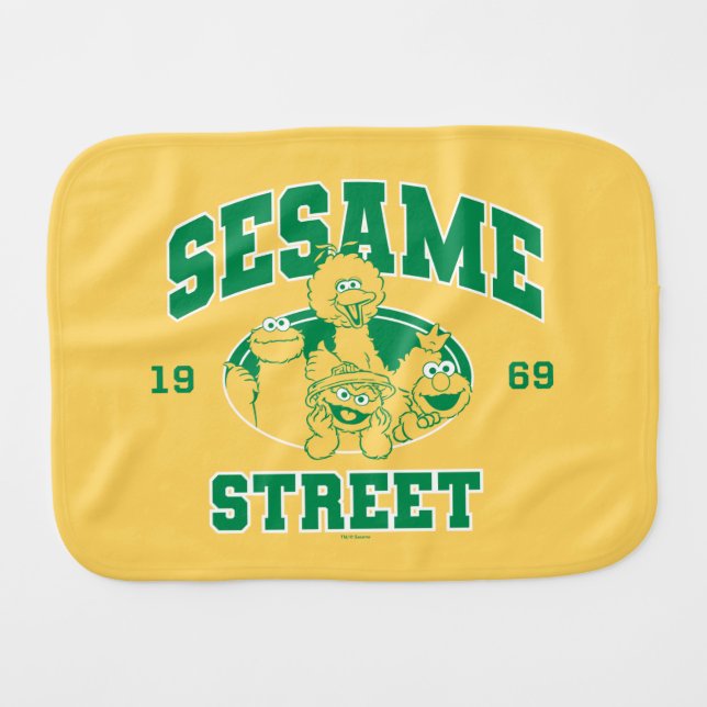Sesame Street | Vintage 1969 Baby Burp Cloth (Front Horizontal)
