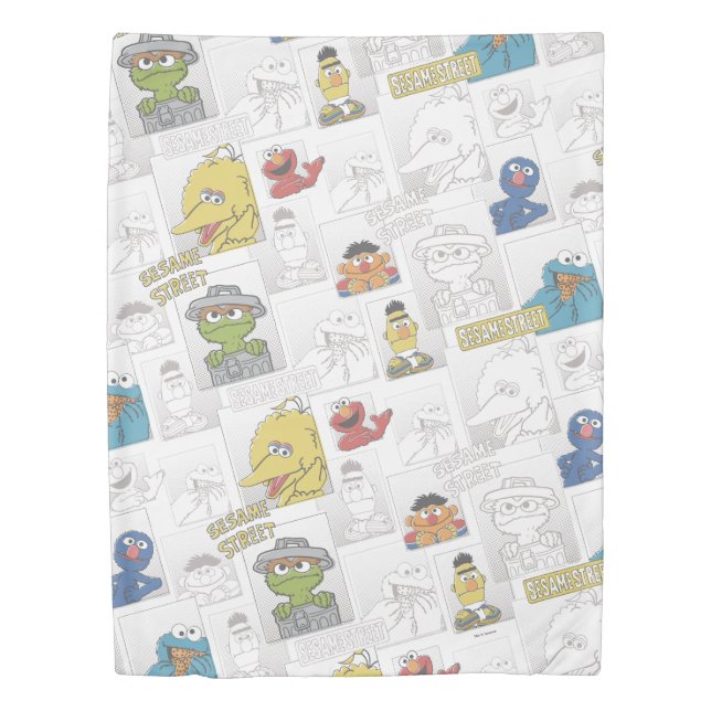 Sesame Street Vintage Comic Pattern Duvet Cover (Front)