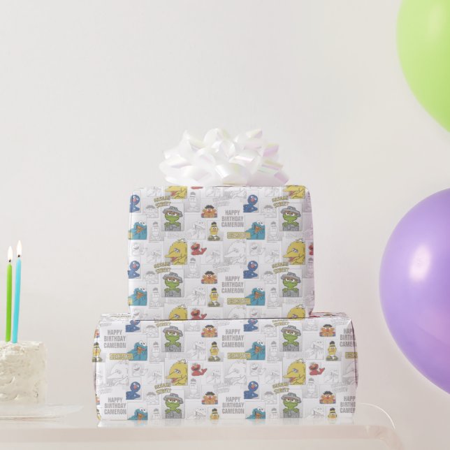 Sesame Street | Vintage Comic Pattern Wrapping Paper (Party Gifts)
