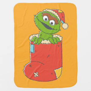 Sesame Street Vintage Oscar in Stocking Baby Blanket