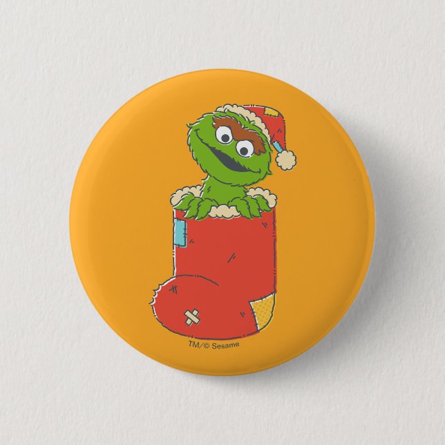 Sesame Street | Vintage Oscar in Stocking Button (Front)