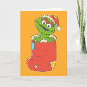 Sesame Street Vintage Oscar in Stocking Card