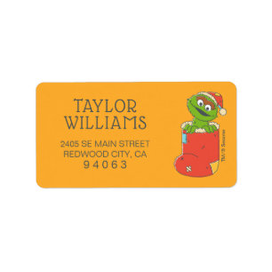 Sesame Street   Vintage Oscar in Stocking Label
