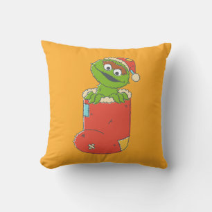 Sesame Street Vintage Oscar in Stocking Throw Pillow