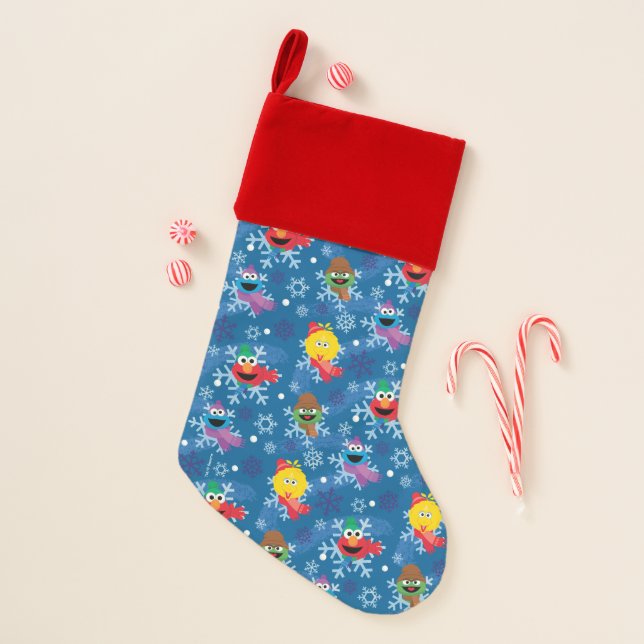 Sesame Street Winter Snowflake Pattern Christmas Stocking (Front)