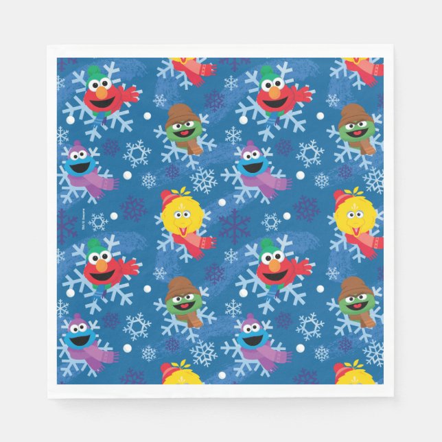 Sesame Street Winter Snowflake Pattern Napkins (Front)