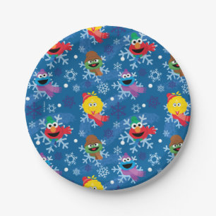 Sesame Street Winter Snowflake Pattern Paper Plates