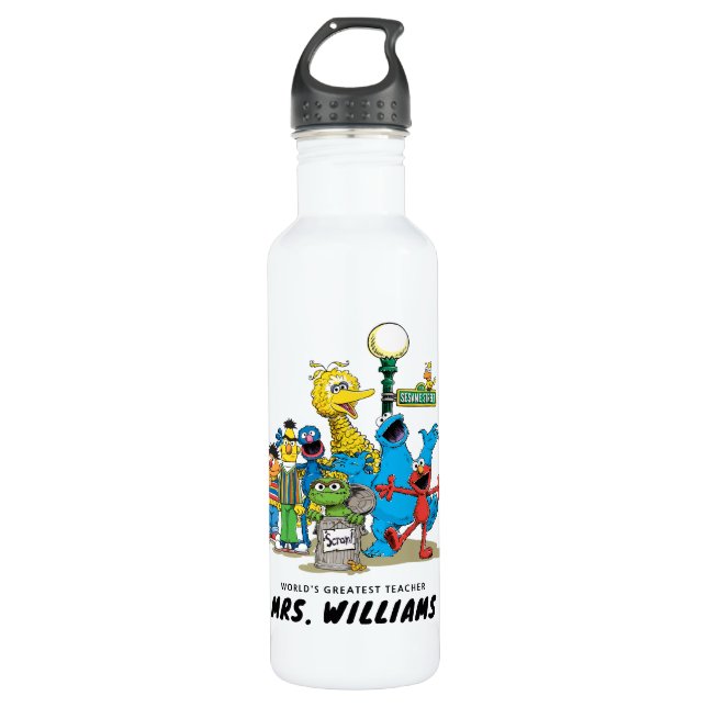 Sesame Street | World's Greatest Teacher Stainless Steel Water Bottle (Front)
