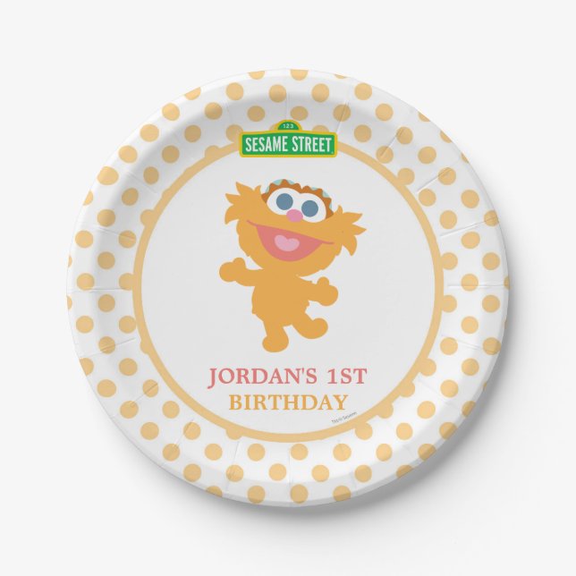 Sesame Street Zoe Baby Birthday Paper Plates (Front)