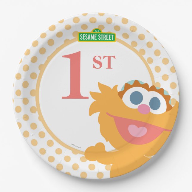 Sesame Street Zoe Baby Birthday Paper Plates (Front)