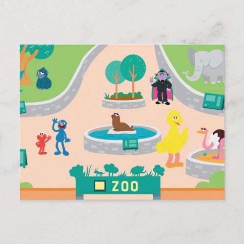 Sesame Street  Zoo Scene Postcard