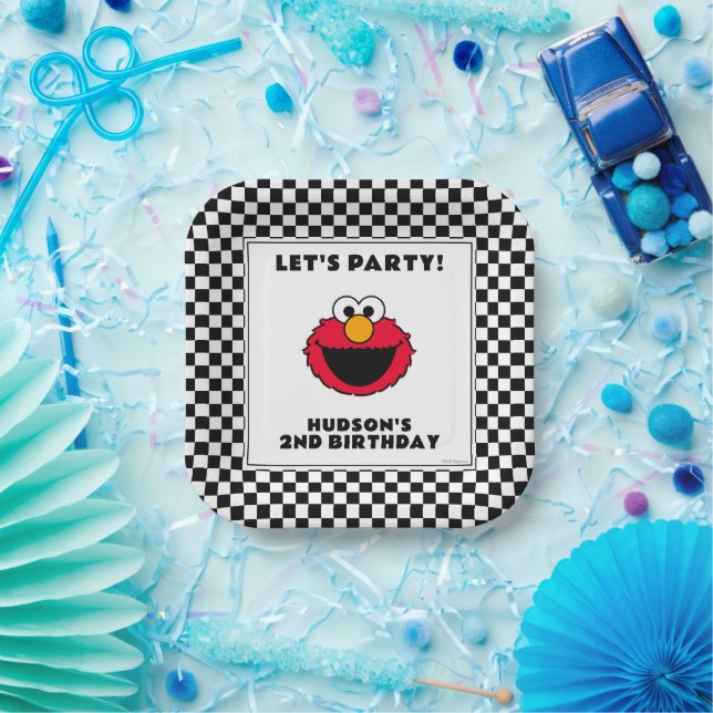 Sesame Street's Elmo Checkerboard Birthday Paper Plates (Party)