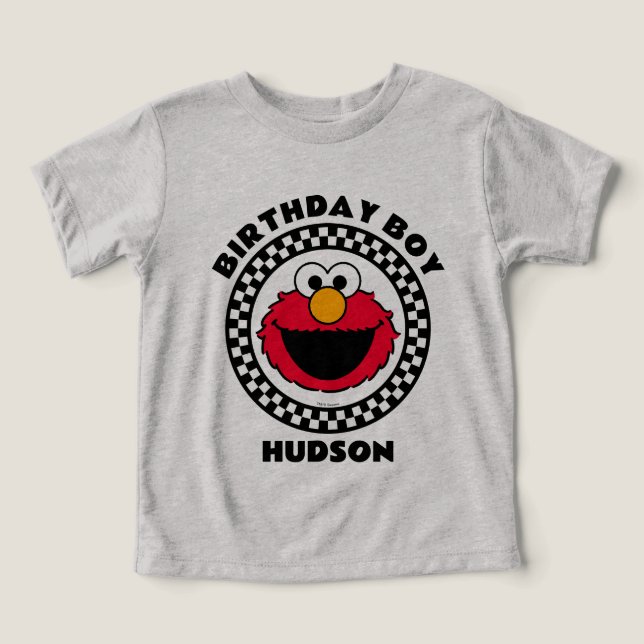 Sesame Street's Elmo Checkered Birthday Boy Toddler T-shirt (Design Front)