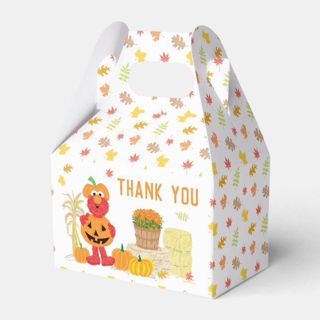 Sesame Street's  Elmo Fall Pumpkin Birthday Favor Boxes (Front Side)